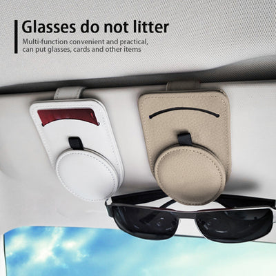 Leather Car Sun Visor Glasses Case Holder Sunglasses