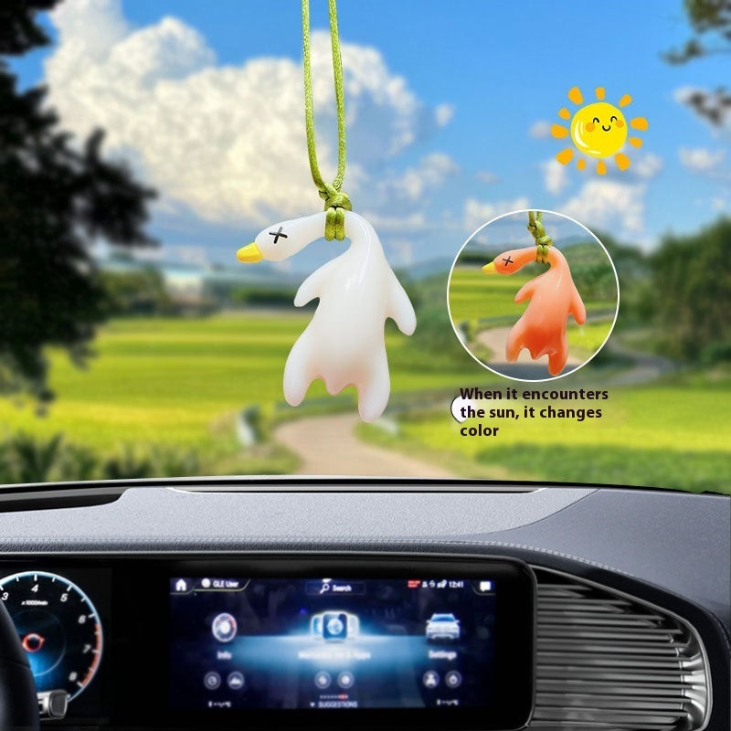 Creative Cartoon Car Mounted UV Color Changing Roast Duck Pendant