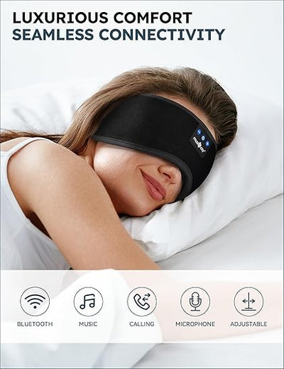 Bluetooth Sleep Headphones Eye Mask – Ultra-Thin Wireless Music Sleeping Mask for Side Sleepers with HD Speakers