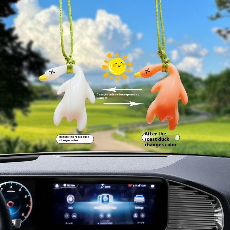 Creative Cartoon Car Mounted UV Color Changing Roast Duck Pendant